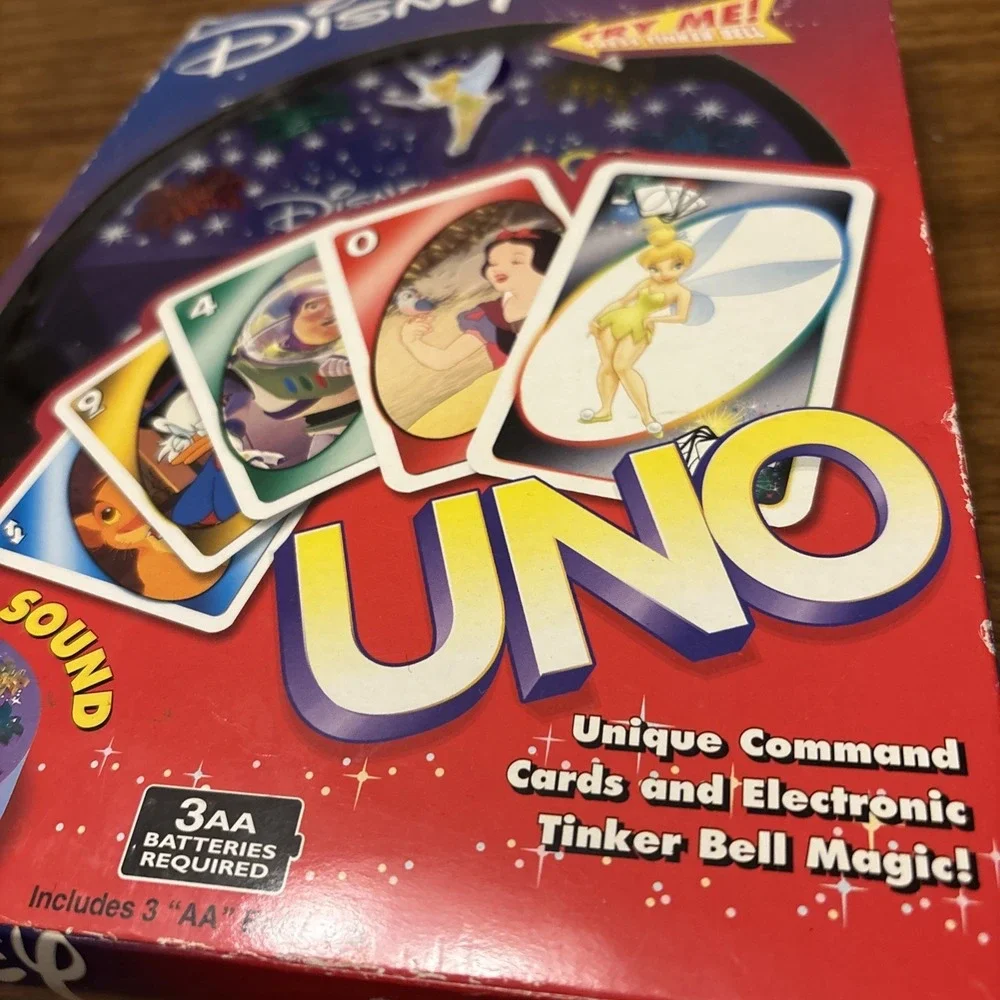 Mattel Disney Uno Game with Lights & Sound Tested/Working - 112 Original Cards